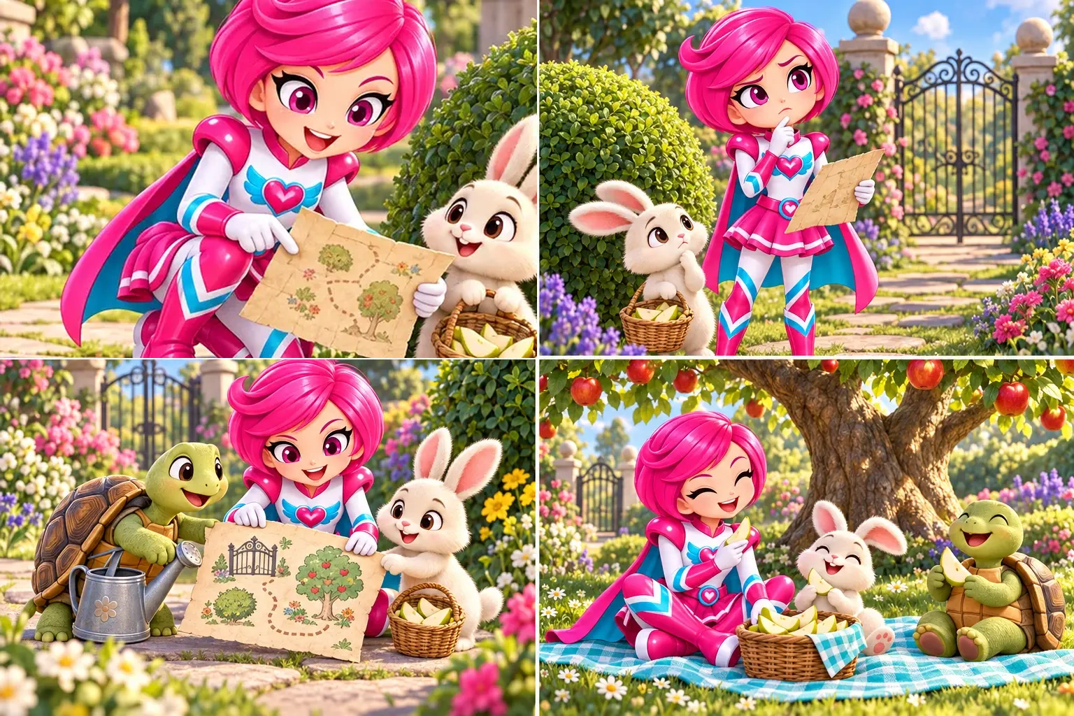 Four scenes from Gina Heartwing adventures