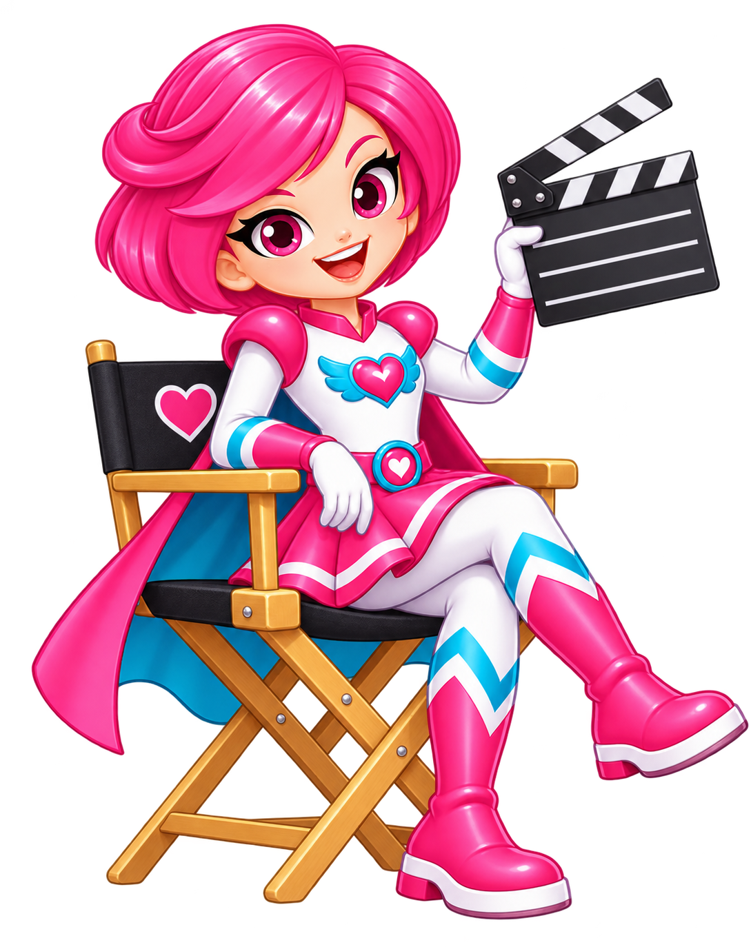 Gina in Story Studio with her clapperboard